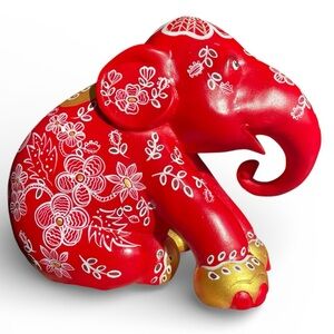 Red Happiness Elephant Parade Asian Elephant Fundraising Figurine